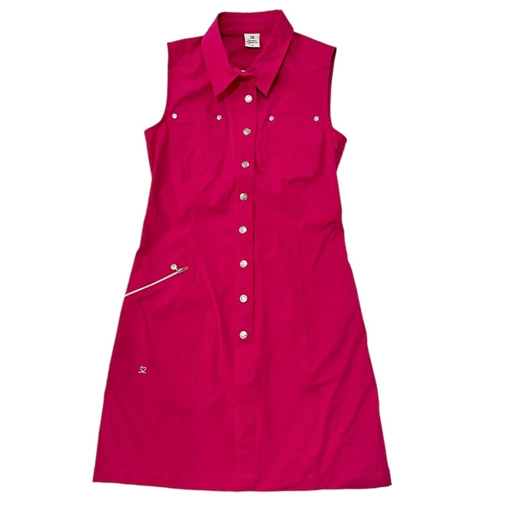 Dress Daily Sports Sweden Athleisure Golf Scarlett Pink Silver Snap Zip Pocket S